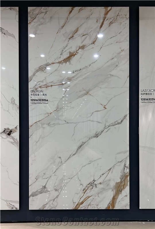 China Calacatta Gold Gold Glossy 12Mm Porcelain Slabs