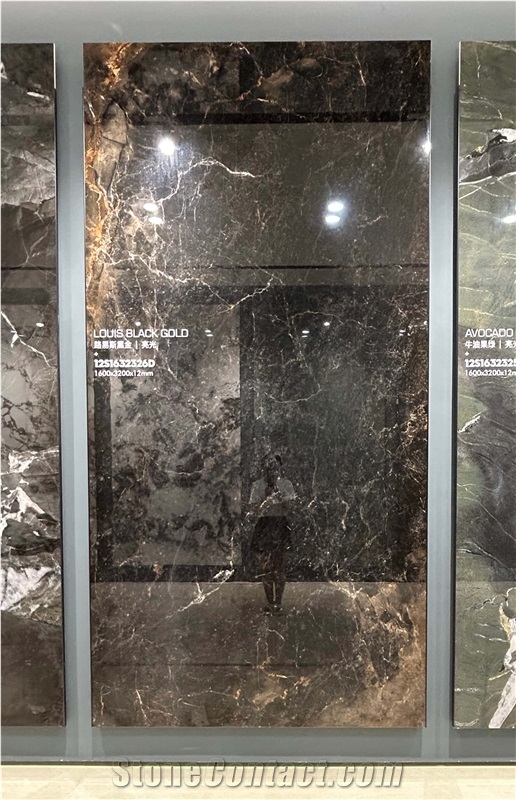 China Golden Galaxy  Black Polish 12Mm Porcelain Slabs