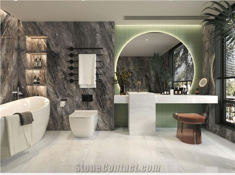China Kari Ice Onyxwhite Polish 12Mm Bathroom Design