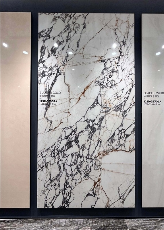 Chinese Calacatta Viola Gold Polished 12Mm Porcelain Tiles