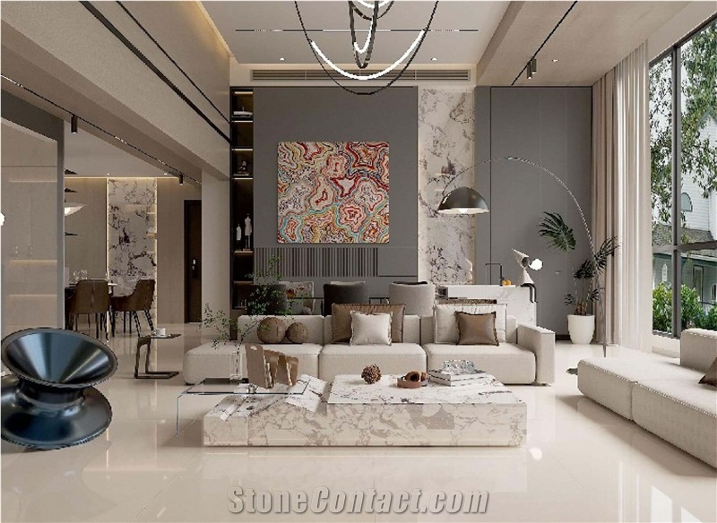 Chinese SAANA Beige Polish 12Mm Porcelain Tiles
