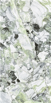 Cold Jadeite Green Marble Looks Polished 12Mm Sintered Stone Tiles