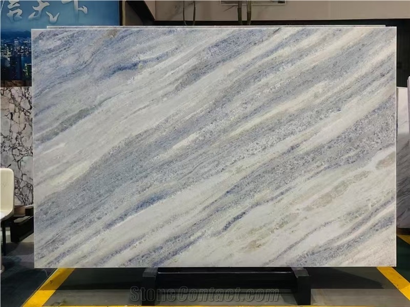 Blue Crystal Marble Slab Pattern For Cutting Size