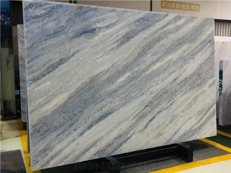 Blue Crystal Marble Slab Pattern For Cutting Size