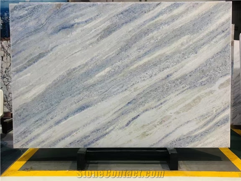 Blue Crystal Marble Slab Pattern For Cutting Size