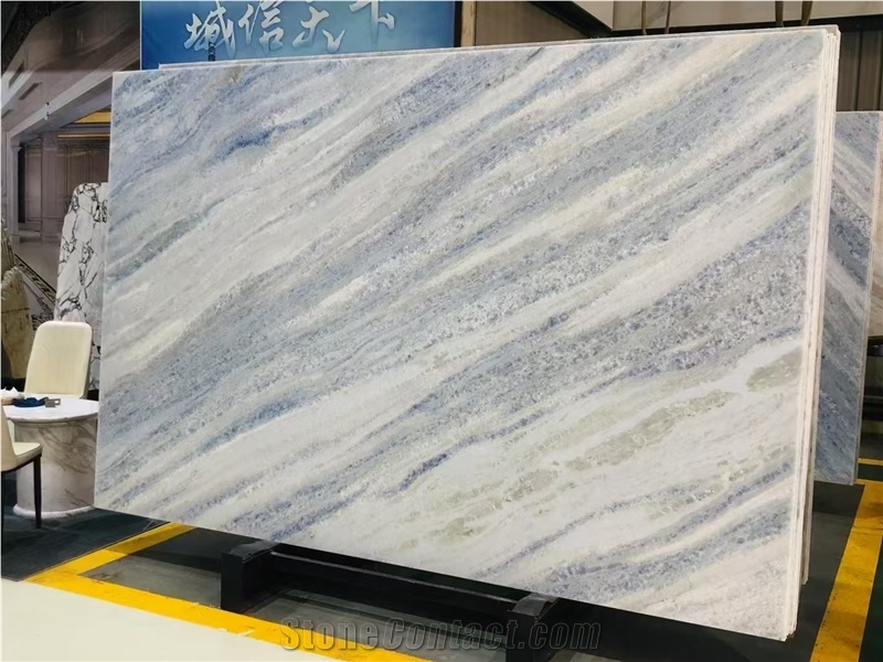 Blue Crystal Marble Slab Pattern For Cutting Size