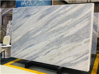 Blue Crystal Marble Slab Pattern For Cutting Size
