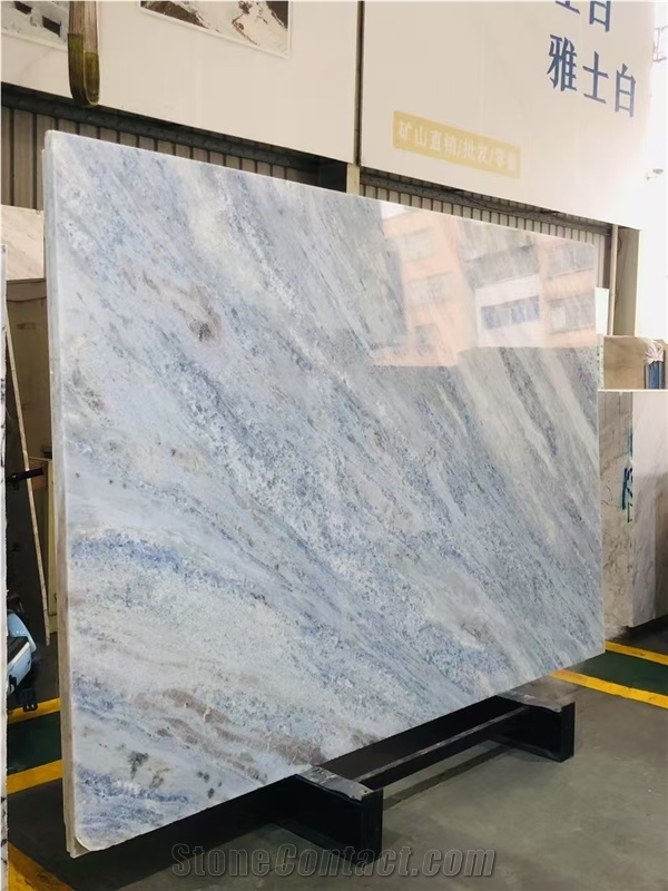 Blue Crystal Marble Slab Pattern For Cutting Size