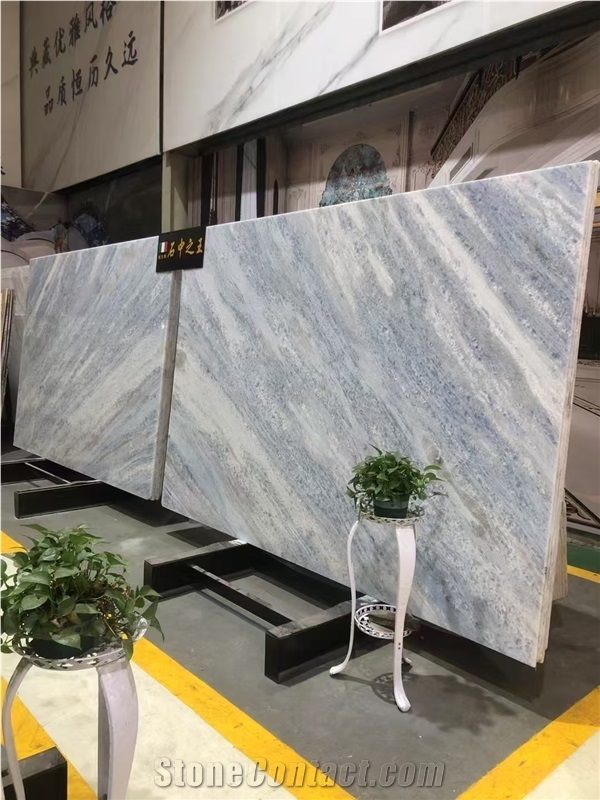 Blue Crystal Marble Slab Pattern For Cutting Size