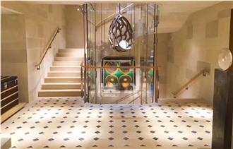 Burgundy White Limestone Slab Customized Size Floor Tiles