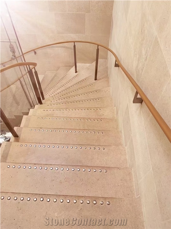 Burgundy White Limestone Slab Customized Size Floor Tiles