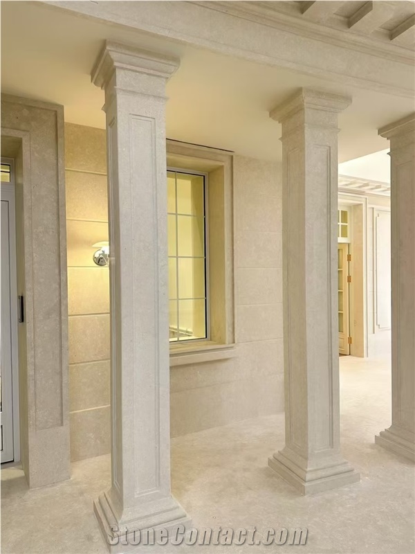 Burgundy White Limestone Slab Customized Size Floor Tiles