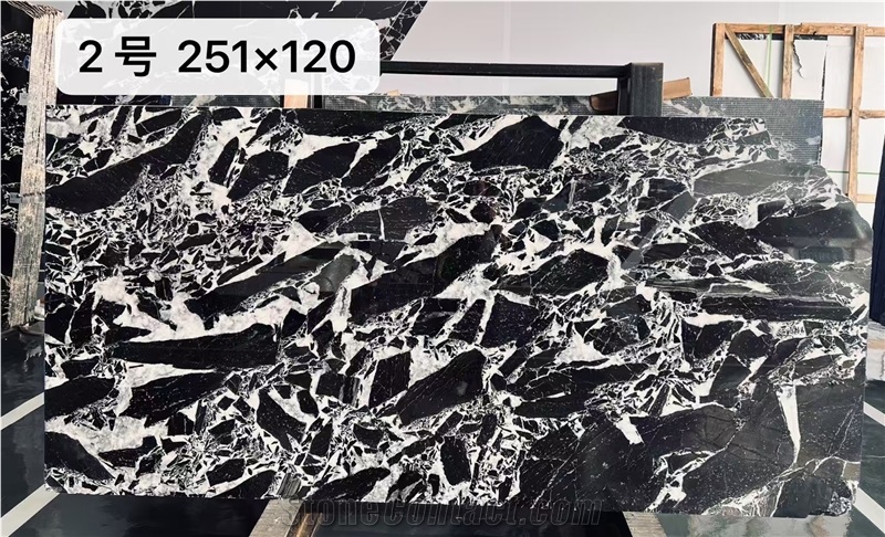 Bvlgari Black Marble Slab For Customized Size Tiles