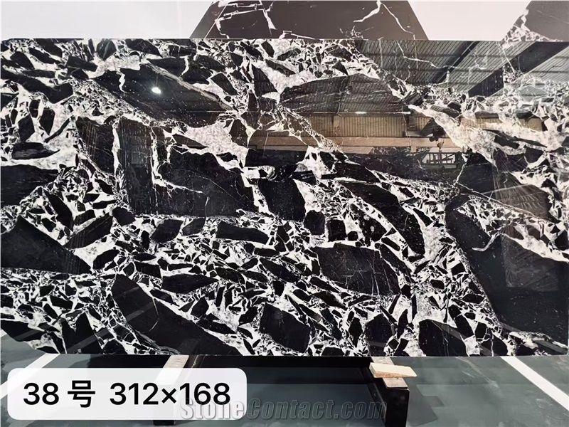 Bvlgari Black Marble Slab For Customized Size Tiles