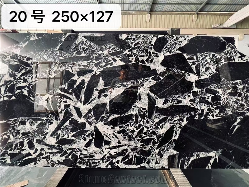 Bvlgari Black Marble Slab For Customized Size Tiles