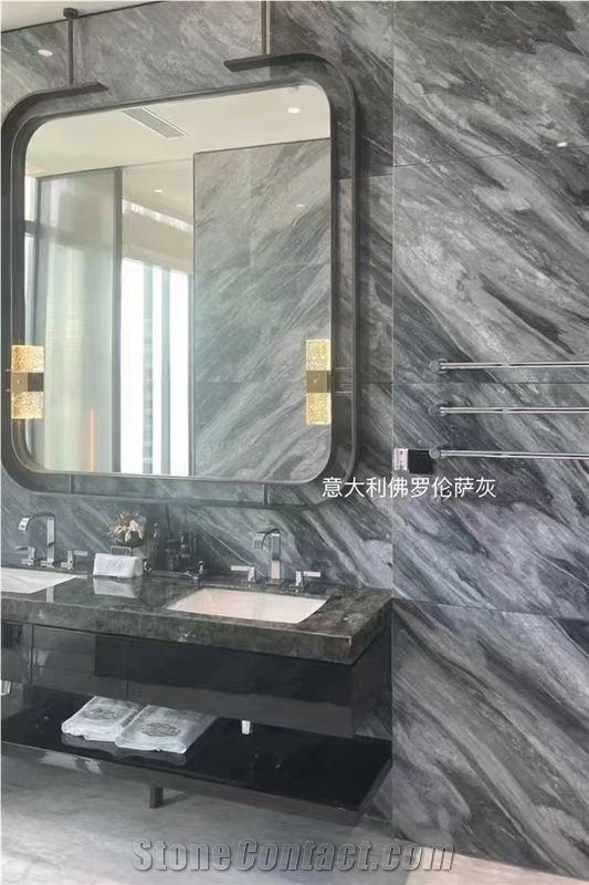 Floence Grey Marble Slab Customized Size Floor Tiles
