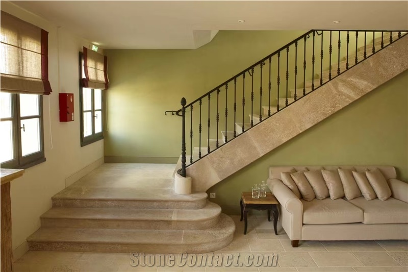French Brown Sand Limestone Slab Customized Size Wall Tiles