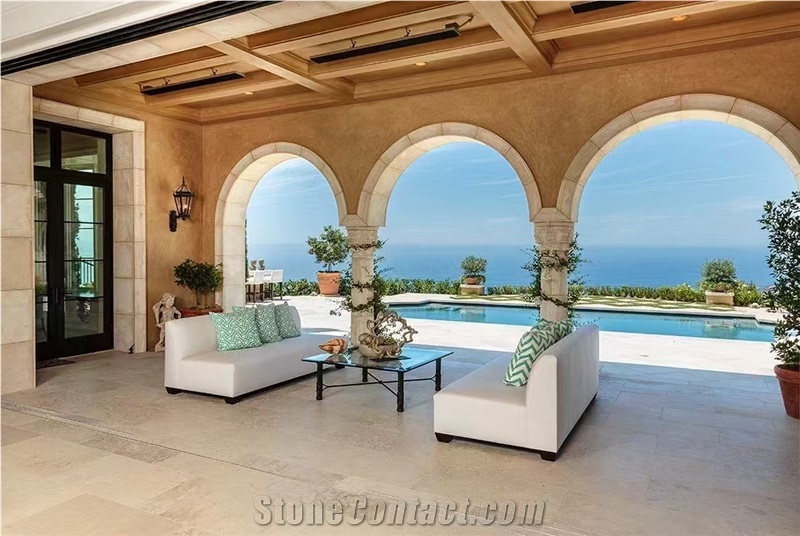 French Brown Sand Limestone Slab Customized Size Wall Tiles