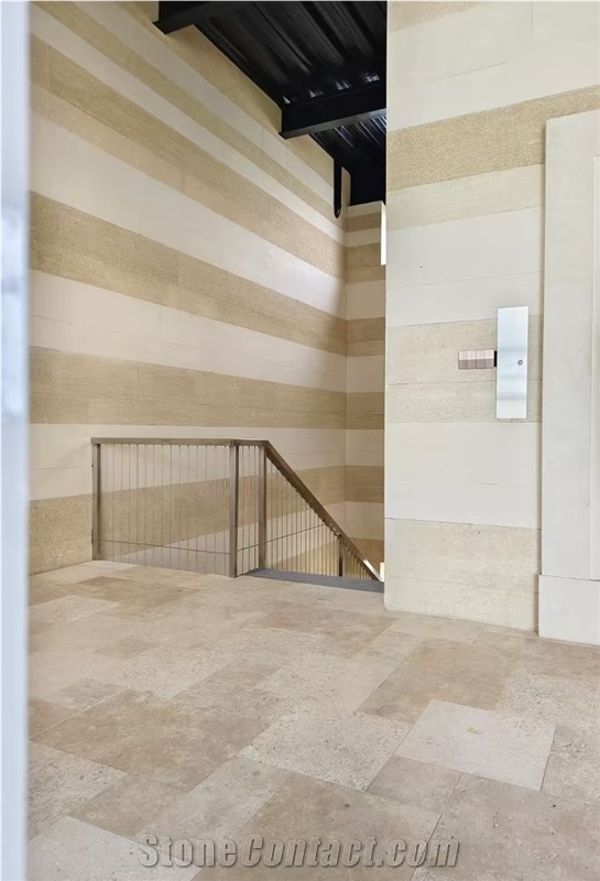 French Brown Sand Limestone Slab For Wall Decoration Tiles