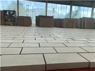 French Burgundy White Limestone Slabs 9Cm Thickness