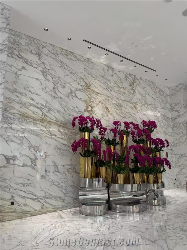 Italy Calacatta Oro Extra Vagli Marble Slab For Wall Tiles