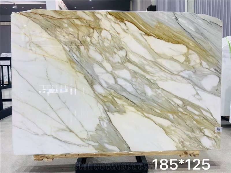 Italy Calacatta Vagli Gold Marble Slab Book Matching Tiles