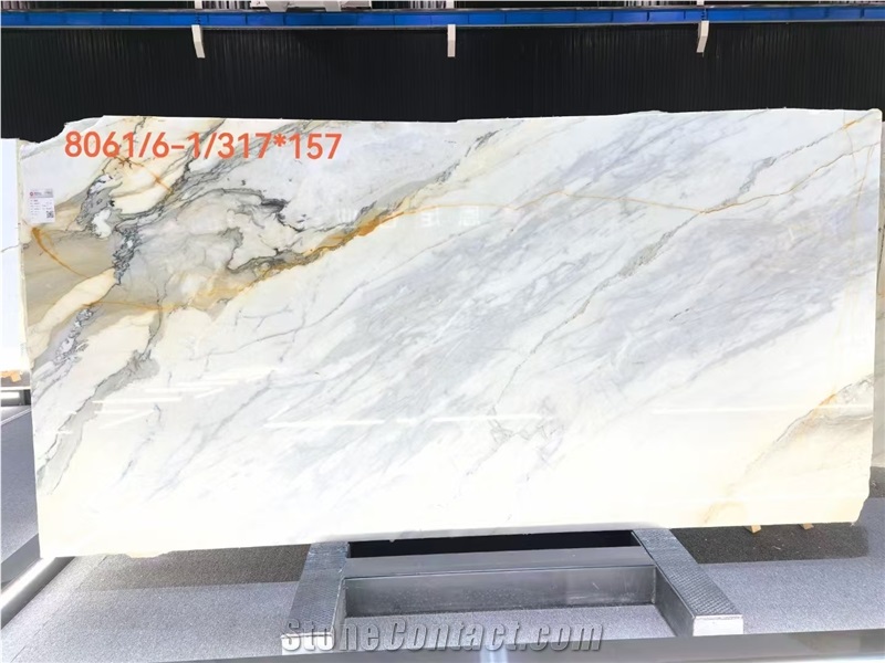 Italy Calacatta Vagli Gold Marble Slab Book Matching Tiles