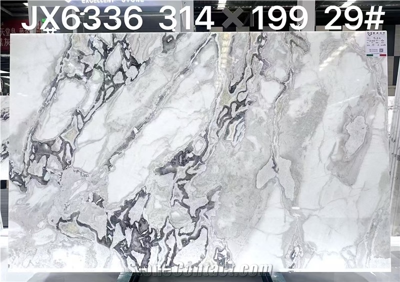 Namibia Dover White Marble Slab Customized Size Wall Tiles