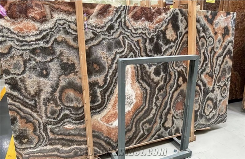 Translucent Black Dragon Onyx Brown Onyx Mon Amour Slabs