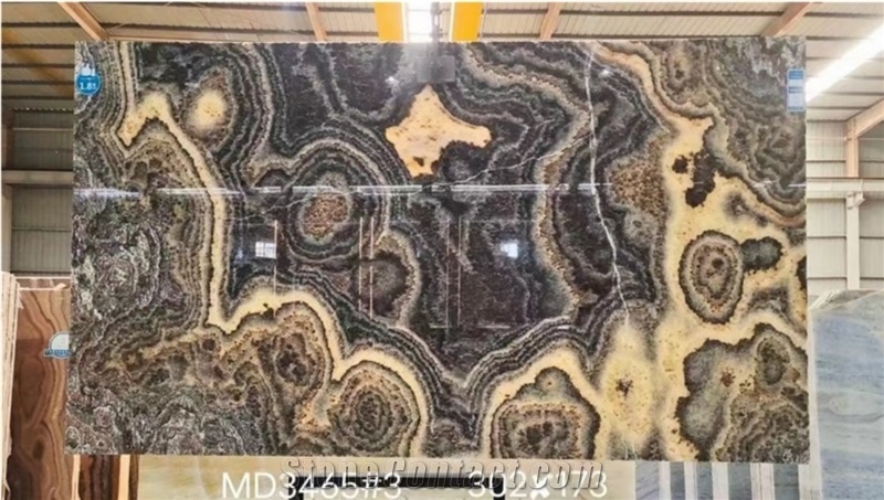Translucent Black Dragon Onyx Brown Onyx Mon Amour Slabs