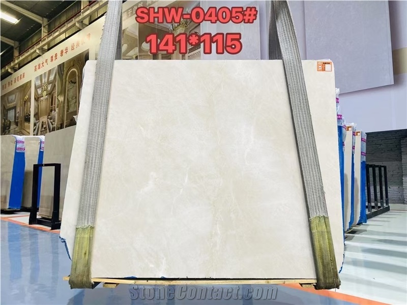 Turkey Aran White Marble Beige Color Slab For Cut Wall Tiles