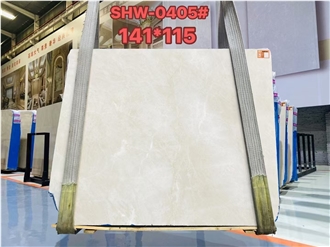 Turkey Aran White Marble Beige Color Slab For Cut Wall Tiles