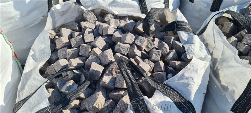 Bohus Red Granite Cobblestones Rough-Split
