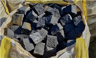 Ebony Black Swedish Granite Cobblestones Rough-Split
