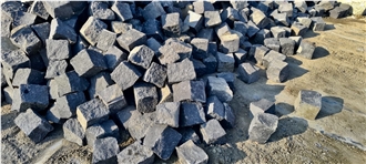 Ebony Black Swedish Granite Cobblestones Rough-Split