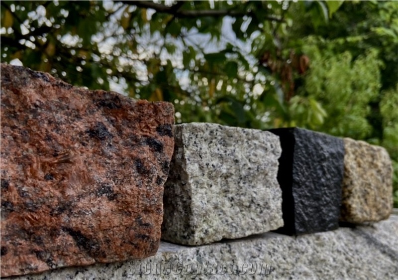 Ebony Black Swedish Granite Cobblestones Rough-Split