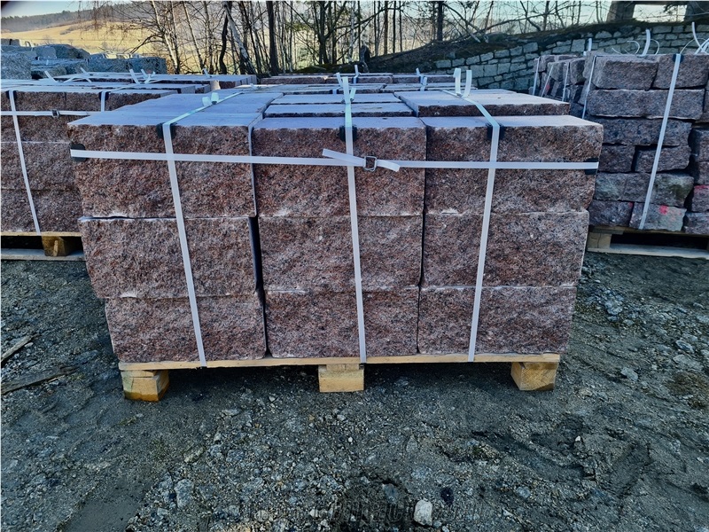 Red Vanga Granite Sawn And Split Wall Stone