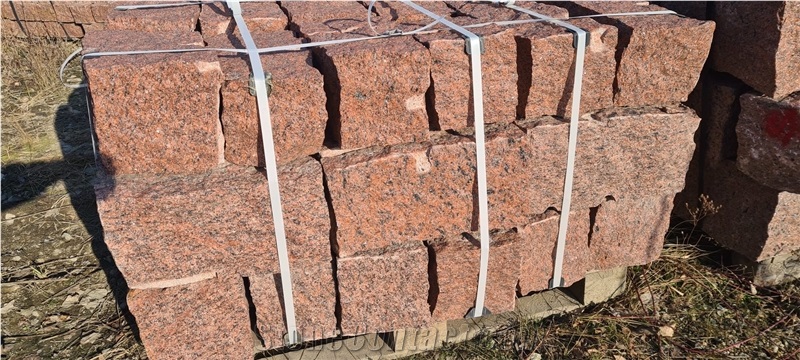 Vanga Red Granite Rough-Split Wallstone10/20/40Cm Masonry
