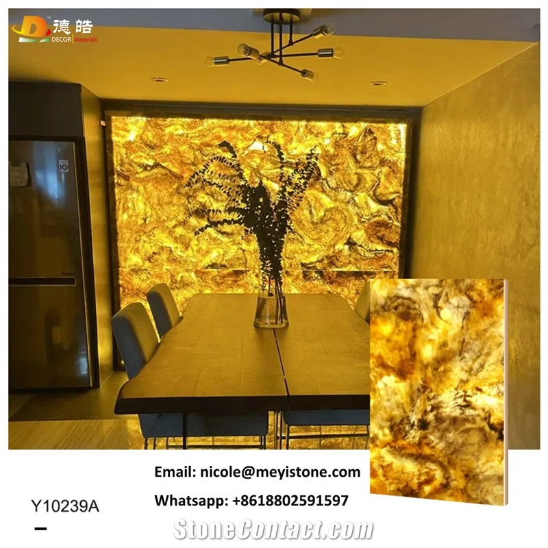 Backlit Onyx Translucent Stone For Wall Acrylic Solid Surface