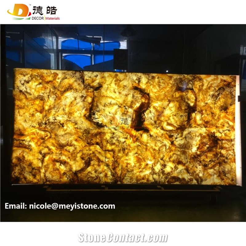 Backlit Onyx Translucent Stone For Wall Acrylic Solid Surface