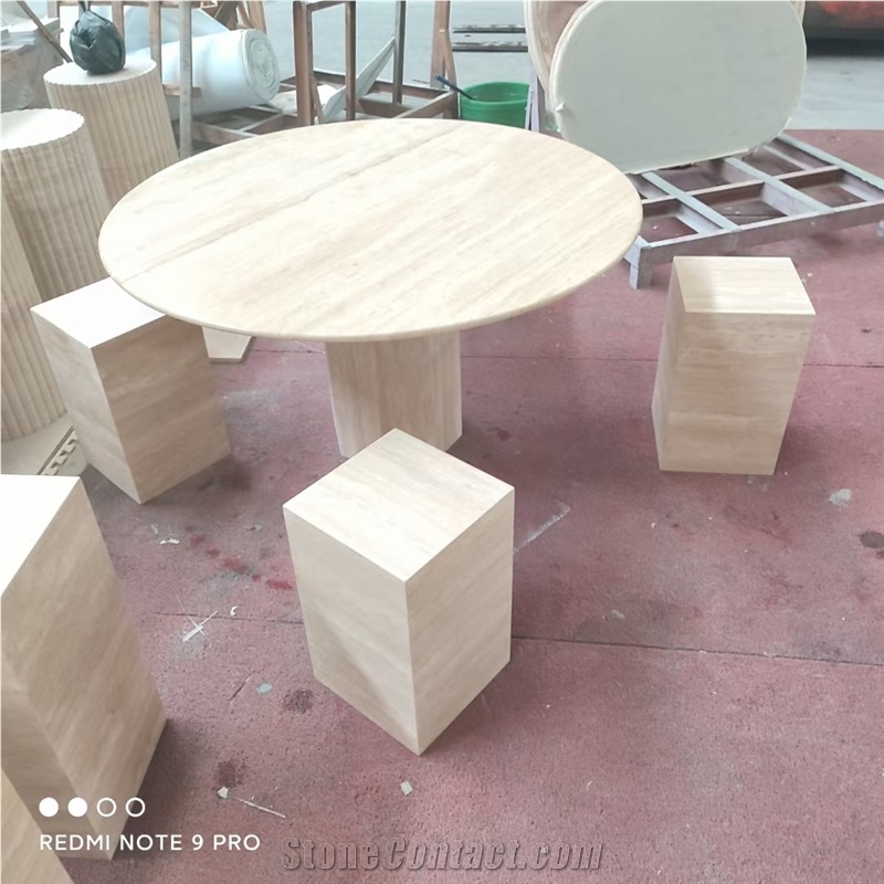 White Wooden Marble Table