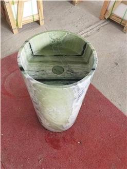 Polished Shangrila Green Marble  Pedestal Basin
