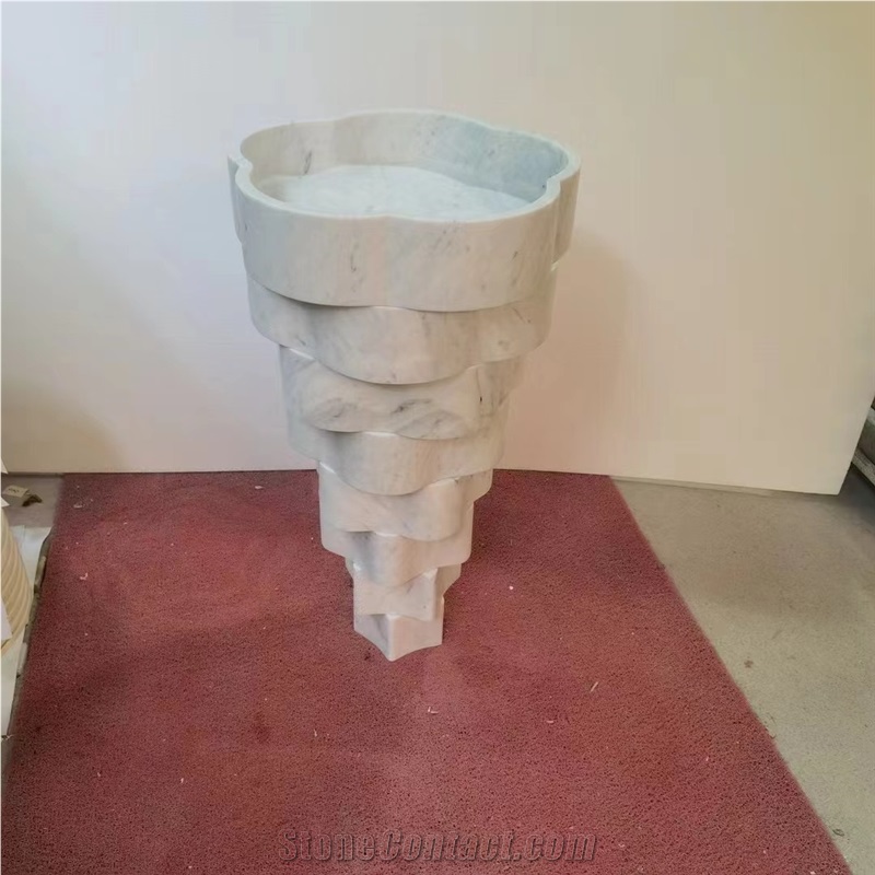 Polished Shangrila Green Marble  Pedestal Basin