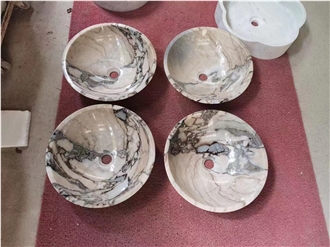 Polished Shangrila Green Marble  Pedestal Basin