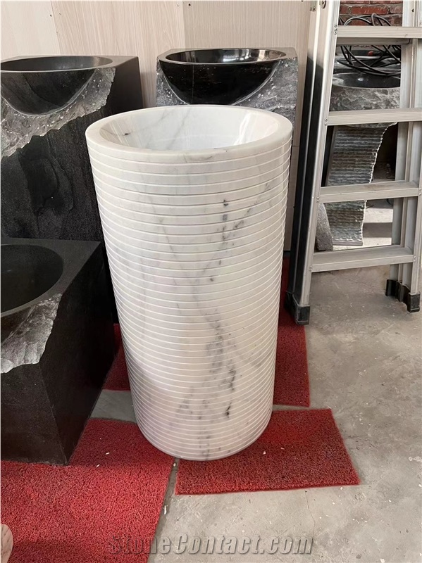 Polished Shangrila Green Marble  Pedestal Basin
