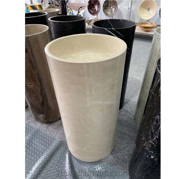 Polished Shangrila Green Marble  Pedestal Basin