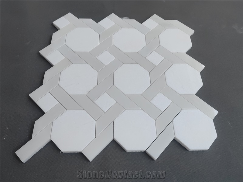 Basketweave Twist Shape White Mosaic Mosaic Tiles