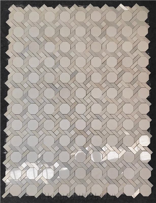 Basketweave Twist Shape White Mosaic Mosaic Tiles