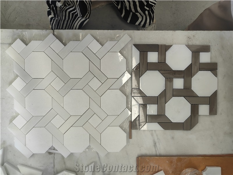 Basketweave Twist Shape White Mosaic Mosaic Tiles