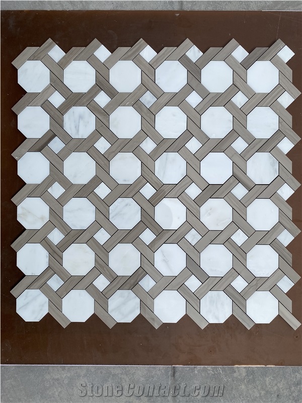 Basketweave Twist Shape White Mosaic Mosaic Tiles